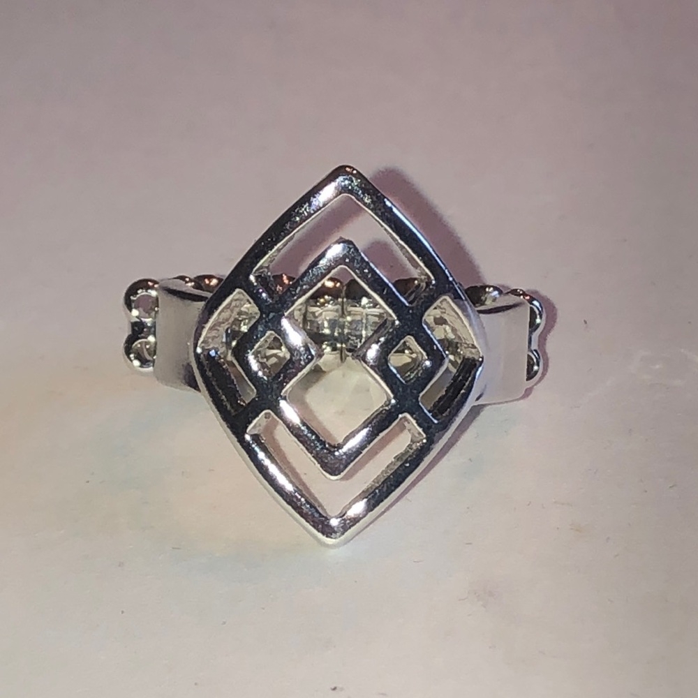 Silver Tone Geometric Openwork Boho Ring